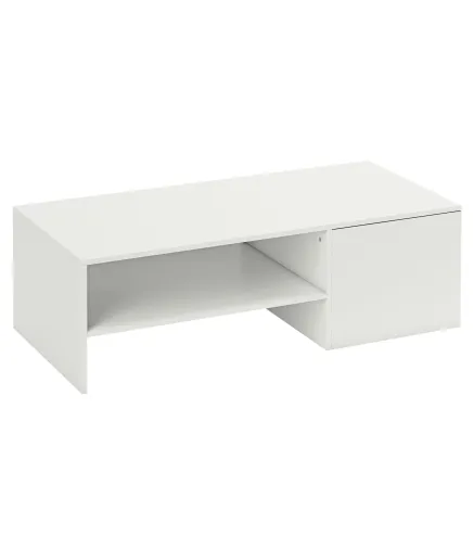 Mesa de Centro con Tablero Deslizante Moderna con Compartimento Oculto Estante Abierto 110x52x36 cm Blanco