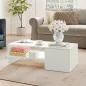 Mesa de Centro con Tablero Deslizante Moderna con Compartimento Oculto Estante Abierto 110x52x36 cm Blanco