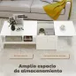 Mesa de Centro con Tablero Deslizante Moderna con Compartimento Oculto Estante Abierto 110x52x36 cm Blanco
