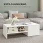 Mesa de Centro con Tablero Deslizante Moderna con Compartimento Oculto Estante Abierto 110x52x36 cm Blanco