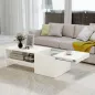 Mesa de Centro con Tablero Deslizante Moderna con Compartimento Oculto Estante Abierto 110x52x36 cm Blanco