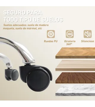 Silla de Escritorio con Reposapiés Respaldo Reclinable Acolchado Grueso Tapizada en Cuero Sintético Beige