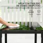 Conjunto de Muebles de Jardín de Ratán Sintético con 2 Sillas con Cojines Extraíbles y Mesa con Tablero de Vidrio Crema
