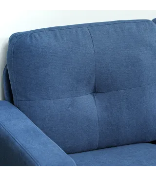 Sofá Chaise Longue Reversible con Estructura de Acero Tapizado en Chenilla 186x130x84cm Azul