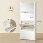 Zapatero Estrecho con Espejo y 4 Puertas Abatibles para 12 Pares de Zapatos 63x17x146 cm Blanco