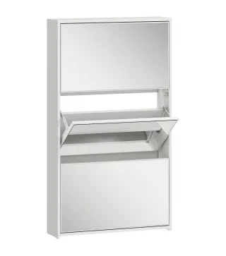 Zapatero Entrada Recibidor con 3 Puertas con Espejo Zapatero Estrecho para 9 Pares de Zapatos 65x17x114,5 cm Blanco