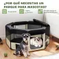Parque Plegable para Perros y Gatos Corralito Portátil para Animales Pequeños Impermeable de Tela Oxford Ø90x41 cm Negro