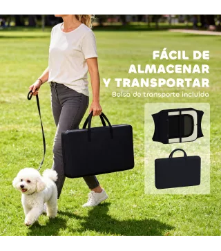 Parque Plegable para Perros y Gatos Corralito Portátil para Animales Pequeños Impermeable de Tela Oxford Ø90x41 cm Negro