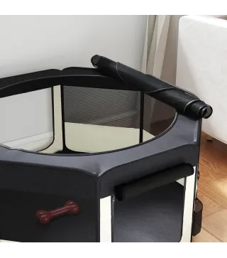 Parque Plegable para Perros y Gatos Corralito Portátil para Animales Pequeños Impermeable de Tela Oxford Ø90x41 cm Negro