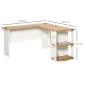 Mesa de Ordenador PC Escritorio con Estantes para Oficina Hogar Tipo Esquinera Forma L 136x130x72cm Madera