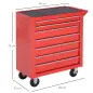 Carro de Herramientas con 7 Cajones y Ruedas Caja Taller Cerradura tipo Mueble de Almacenamiento 69x33x75cm Rojo