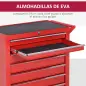 Carro de Herramientas con 7 Cajones y Ruedas Caja Taller Cerradura tipo Mueble de Almacenamiento 69x33x75cm Rojo