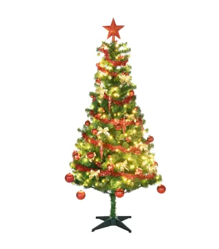 Árbol de Navidad Artificial de 480 Ramas con 150 Luces LED con 8 Modos y 100 Decoraciones Acero Ø86x180 cm Verde