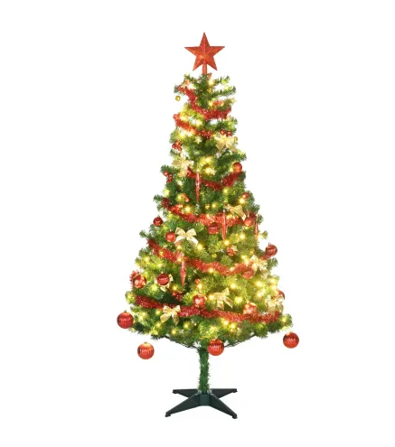 Árbol de Navidad Artificial de 480 Ramas con 150 Luces LED con 8 Modos y 100 Decoraciones Acero Ø86x180 cm Verde