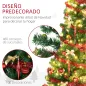 Árbol de Navidad Artificial de 480 Ramas con 150 Luces LED con 8 Modos y 100 Decoraciones Acero Ø86x180 cm Verde