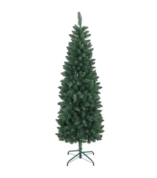 Árbol de Navidad Tipo Lápiz 183 cm con Base Plegable y 479 Ramas para Dormitorio Oficina Verde
