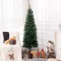 Árbol de Navidad Tipo Lápiz 183 cm con Base Plegable y 479 Ramas para Dormitorio Oficina Verde