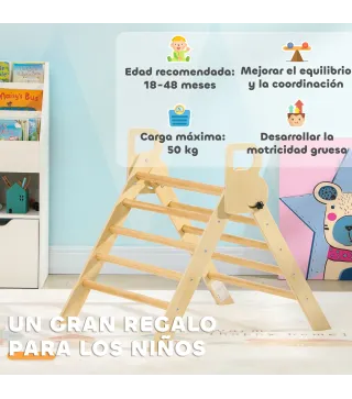 Escalada para Niños de 18-48 Meses para Cultivar Habilidades de Equilibrio y Coordinación 82x66x71 cm Natural