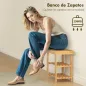 Banco Zapatero de Bambú de 3 Niveles para 4 Pares Zapatos 50x28x45 cm Natural
