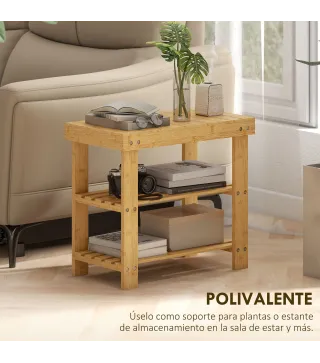 Banco Zapatero de Bambú de 3 Niveles para 4 Pares Zapatos 50x28x45 cm Natural