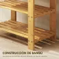 Banco Zapatero de Bambú de 3 Niveles para 4 Pares Zapatos 50x28x45 cm Natural