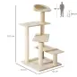 Árbol para Gato Rascador Grande 50x50x100 cm con Poste para Arañar Cama Plataformas con Manta de Sisal Terciopelo Beige