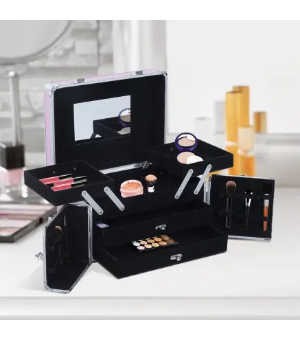Maletín de Maquillaje Organizador Cosméticos Profesional Estuche para Maquillaje Caja de Belleza Portátil Varios Compart