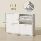 Mueble Zapatero Blanco Zapatero Moderno con 4 Cajones Abatibles para 16-24 Pares de Zapatos para Pasillo 120x24x81 cm