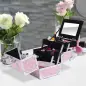 Maletín de Maquillaje Organizador Cosméticos Profesional Estuche de Maquillaje Caja de Belleza Portátil Con Espejo Cerra