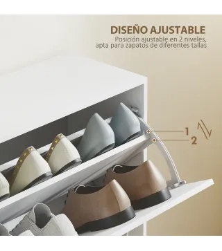 Mueble Zapatero Blanco Zapatero Moderno con 4 Cajones Abatibles para 16-24 Pares de Zapatos para Pasillo 120x24x81 cm