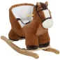 Caballo Balancín para Niños de 18-36 Mesas con Sonido Asas Cinturón de Seguridad Carga 25 kg 68x33x45 cm Marrón