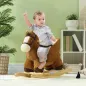 Caballo Balancín para Niños de 18-36 Mesas con Sonido Asas Cinturón de Seguridad Carga 25 kg 68x33x45 cm Marrón