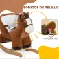 Caballo Balancín para Niños de 18-36 Mesas con Sonido Asas Cinturón de Seguridad Carga 25 kg 68x33x45 cm Marrón