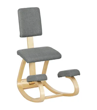 Silla Ergonómica de Rodillas con Respaldo Cojines Acolchados Marco de Madera para una Mejor Postura Oficina Gris