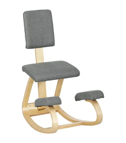 Silla Ergonómica de Rodillas con Respaldo Cojines Acolchados Marco de Madera para una Mejor Postura Oficina Gris