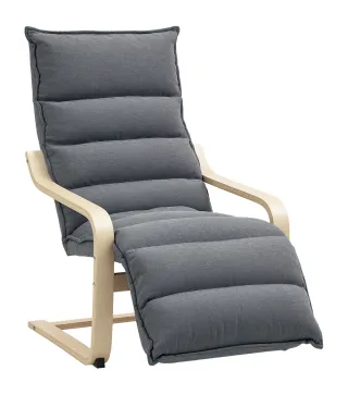 Butaca de Salón con Reposapiés Ajustable Tapizada en Terciopelo con Marco de Madera 67x93x105 cm Gris Oscuro