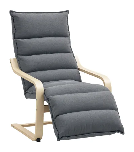 Butaca de Salón con Reposapiés Ajustable Tapizada en Terciopelo con Marco de Madera 67x93x105 cm Gris Oscuro