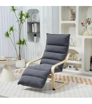 Butaca de Salón con Reposapiés Ajustable Tapizada en Terciopelo con Marco de Madera 67x93x105 cm Gris Oscuro