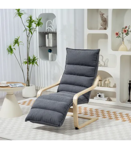 Butaca de Salón con Reposapiés Ajustable Tapizada en Terciopelo con Marco de Madera 67x93x105 cm Gris Oscuro