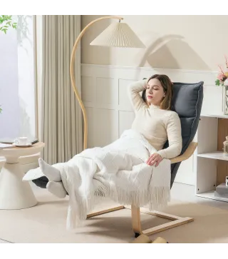 Butaca de Salón con Reposapiés Ajustable Tapizada en Terciopelo con Marco de Madera 67x93x105 cm Gris Oscuro