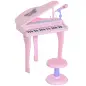 Piano Infantil 37 Teclas Teclado Electrónico Piano para Niños con Micrófono Taburete Luces y 22 Canciones USB/MP3 Karaoke Modo d