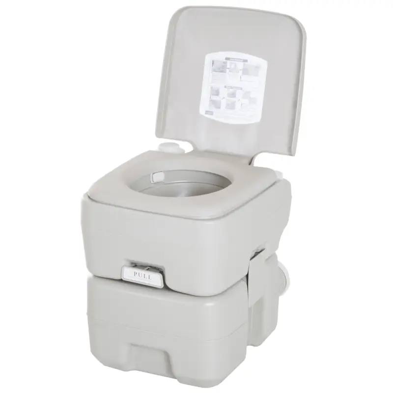 Inodoro Portátil Químico Baño Móvil WC 20L con Extraíble Tanque de Aguas Residuales y Tanque de Agua para Camping Viaje