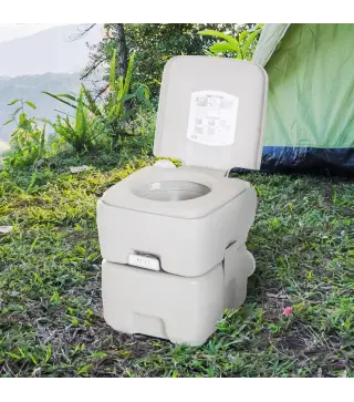 Inodoro Portátil Químico Baño Móvil WC 20L con Extraíble Tanque de Aguas Residuales y Tanque de Agua para Camping Viaje