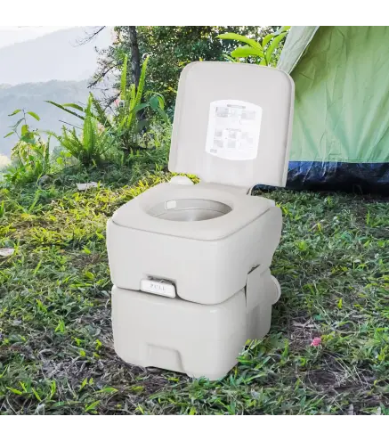 Inodoro Portátil Químico Baño Móvil WC 20L con Extraíble Tanque de Aguas Residuales y Tanque de Agua para Camping Viaje