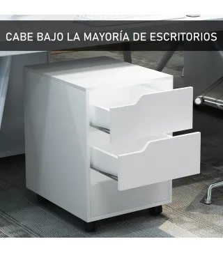 Cajonera de Oficina con Ruedas Mueble Archivador con 3 Cajones Cajonera para Escritorio Estudio 40x50x57,5 cm Blanco