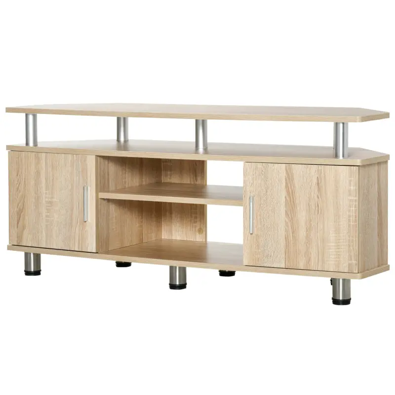 Mesa para TV para Televisores de hasta 55 Pulgadas con 2 Puertas y 2 Estantes para Dormitorio 120x39,5x52 cm Roble