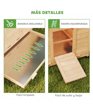 Gallinero de Madera para Exterior con 2 Nidos Bandeja Extraíble Perchas Techo Impermeable 150x100x96,5 cm Amarillo