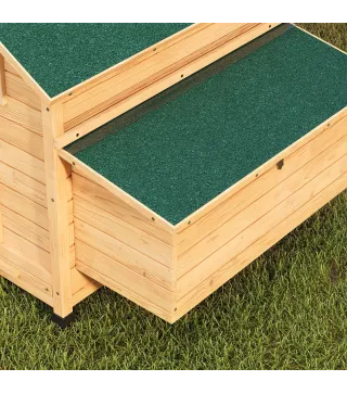 Gallinero de Madera para Exterior con 2 Nidos Bandeja Extraíble Perchas Techo Impermeable 150x100x96,5 cm Amarillo