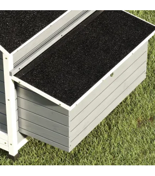 Gallinero de Madera para Exterior con 2 Nidos Bandeja Extraíble Perchas Techo Impermeable 150x100x96,5 cm Gris