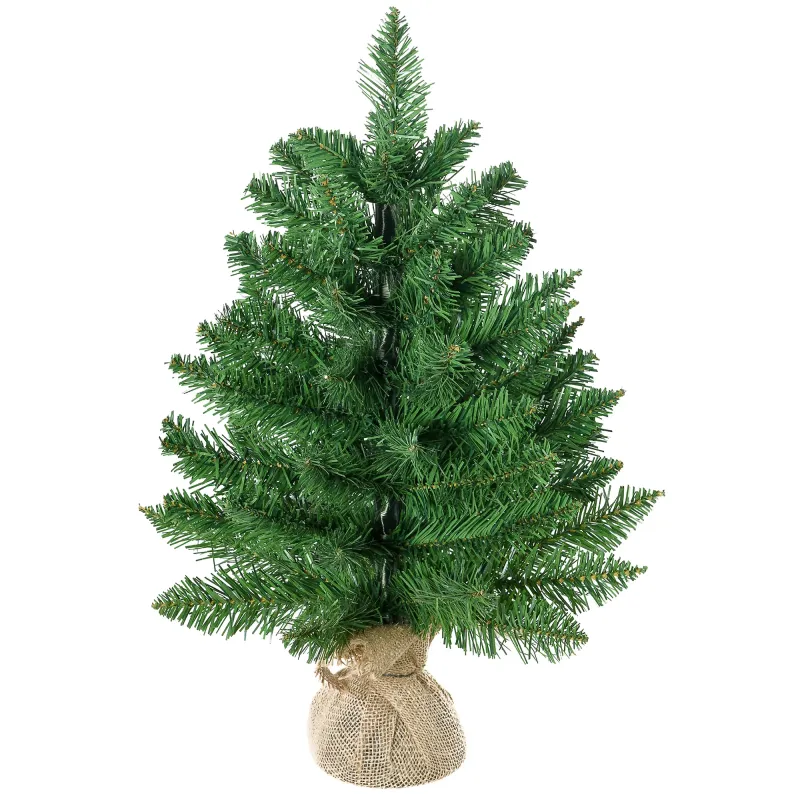 Árbol de Navidad Artificial Pequeño de 60 cm Altura con 70 Ramas Base de Tela Mini Árbol Navideño Realista para Interior